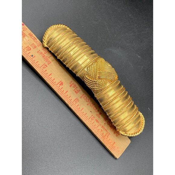 ACCESSOCRAFT NY Belt Buckle Big Bold Matte Gold Statement Buckle Vintage Signed - Picture 7 of 7